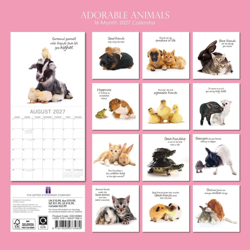 Adorable Animals 2027 Wall Calendar First Alternate Image