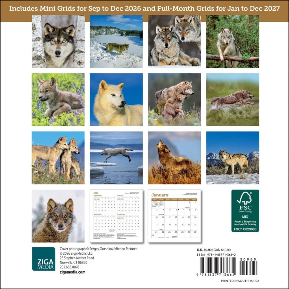 Wolves 2027 Mini Wall Calendar First Alternate Image