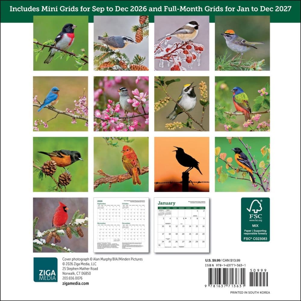 Songbirds 2027 Mini Wall Calendar First Alternate Image
