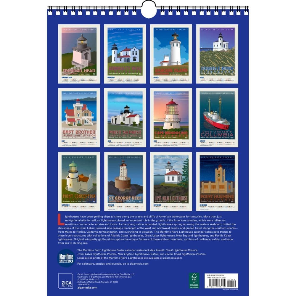 Pacific Northwest Lighthouses Posters 2027 Wall Calendar