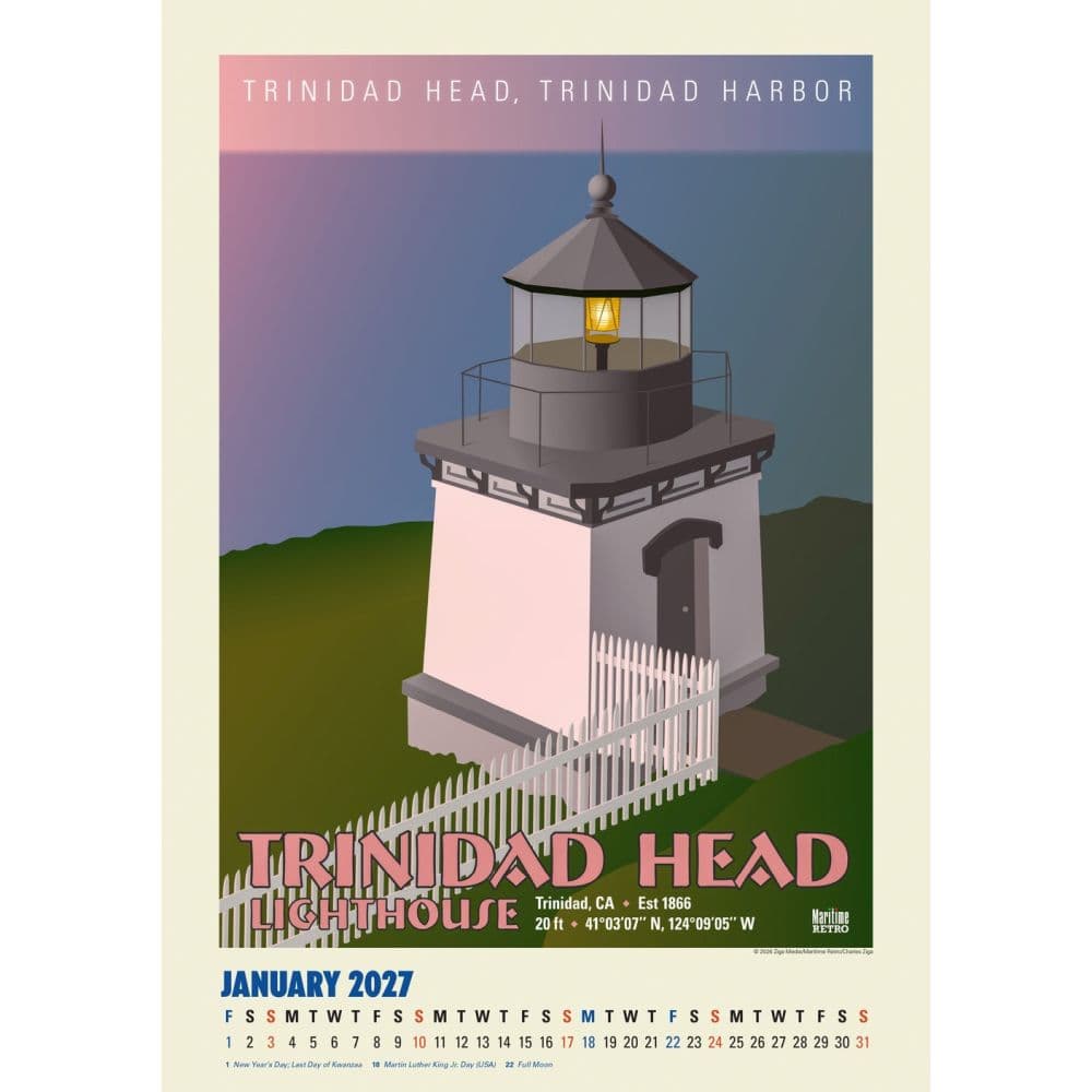 Pacific Northwest Lighthouses Posters 2027 Wall Calendar Second Alternate Image