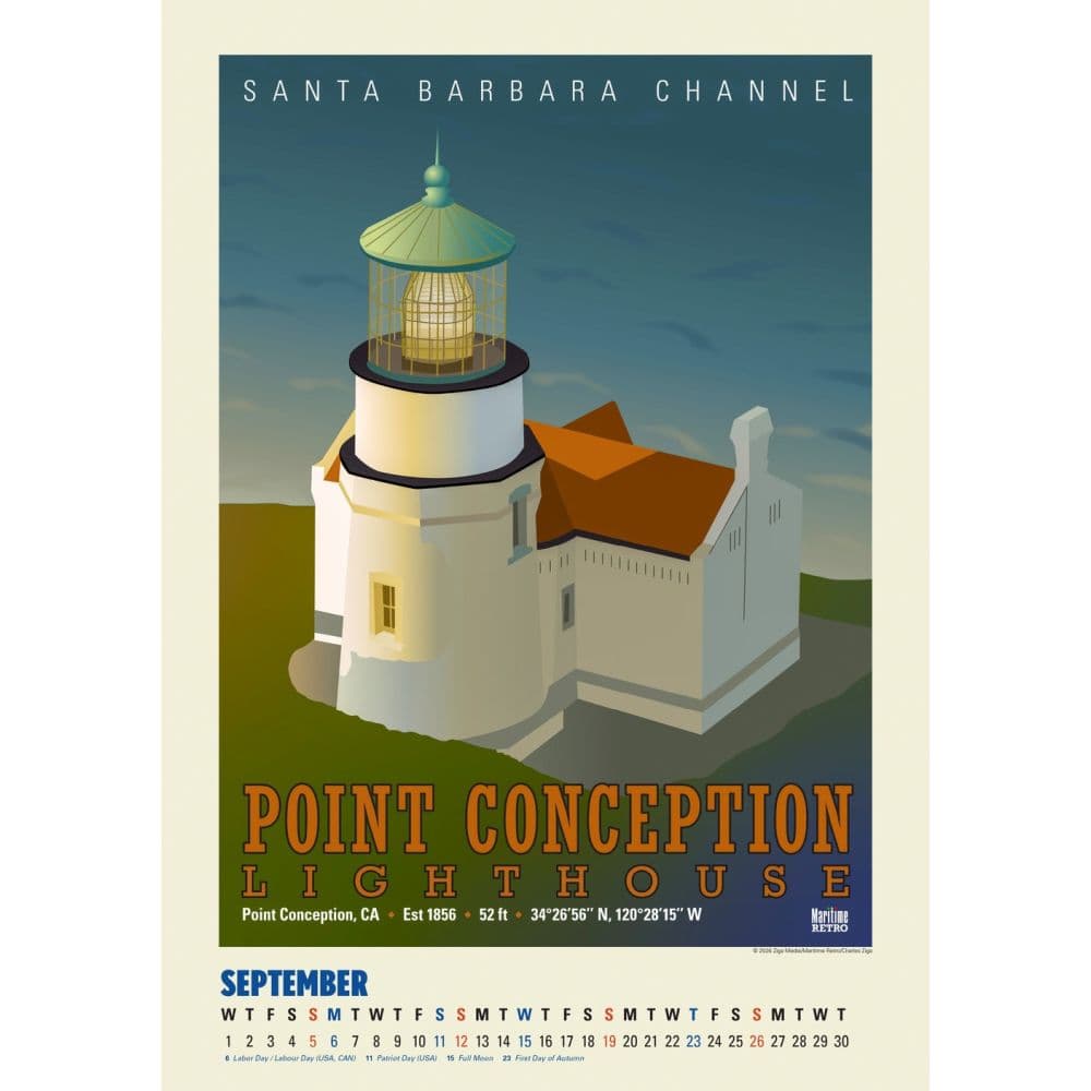 Pacific Northwest Lighthouses Posters 2027 Wall Calendar Third Alternate Image