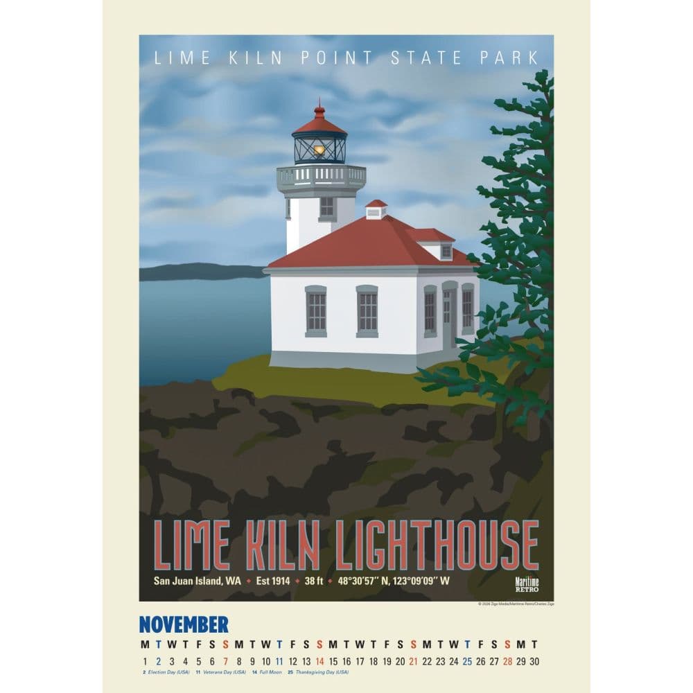 Pacific Northwest Lighthouses Posters 2027 Wall Calendar Fourth Alternate Image