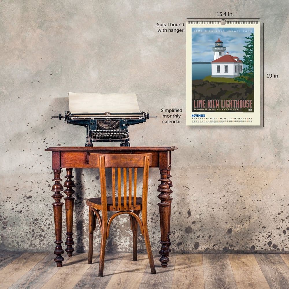 Pacific Northwest Lighthouses Posters 2027 Wall Calendar Fifth Alternate Image