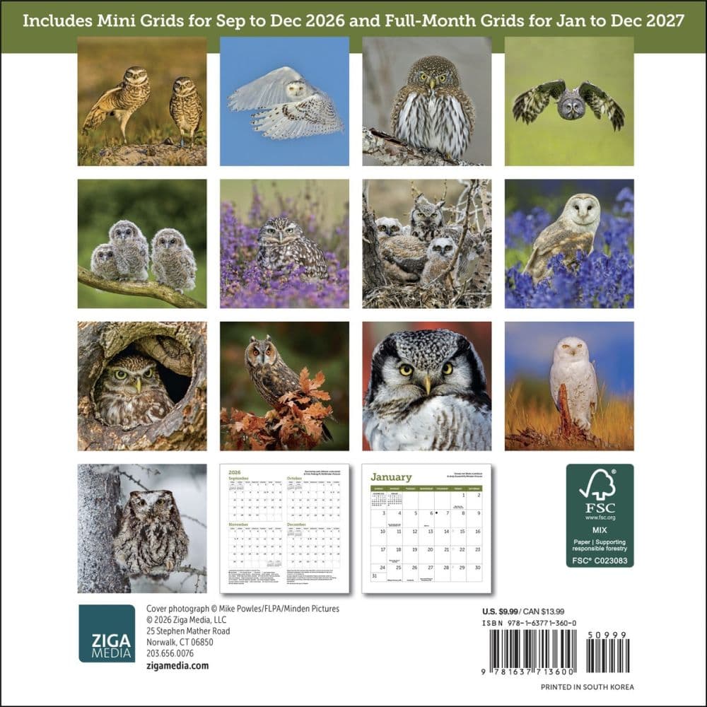 Owls 2027 Mini Wall Calendar First Alternate Image