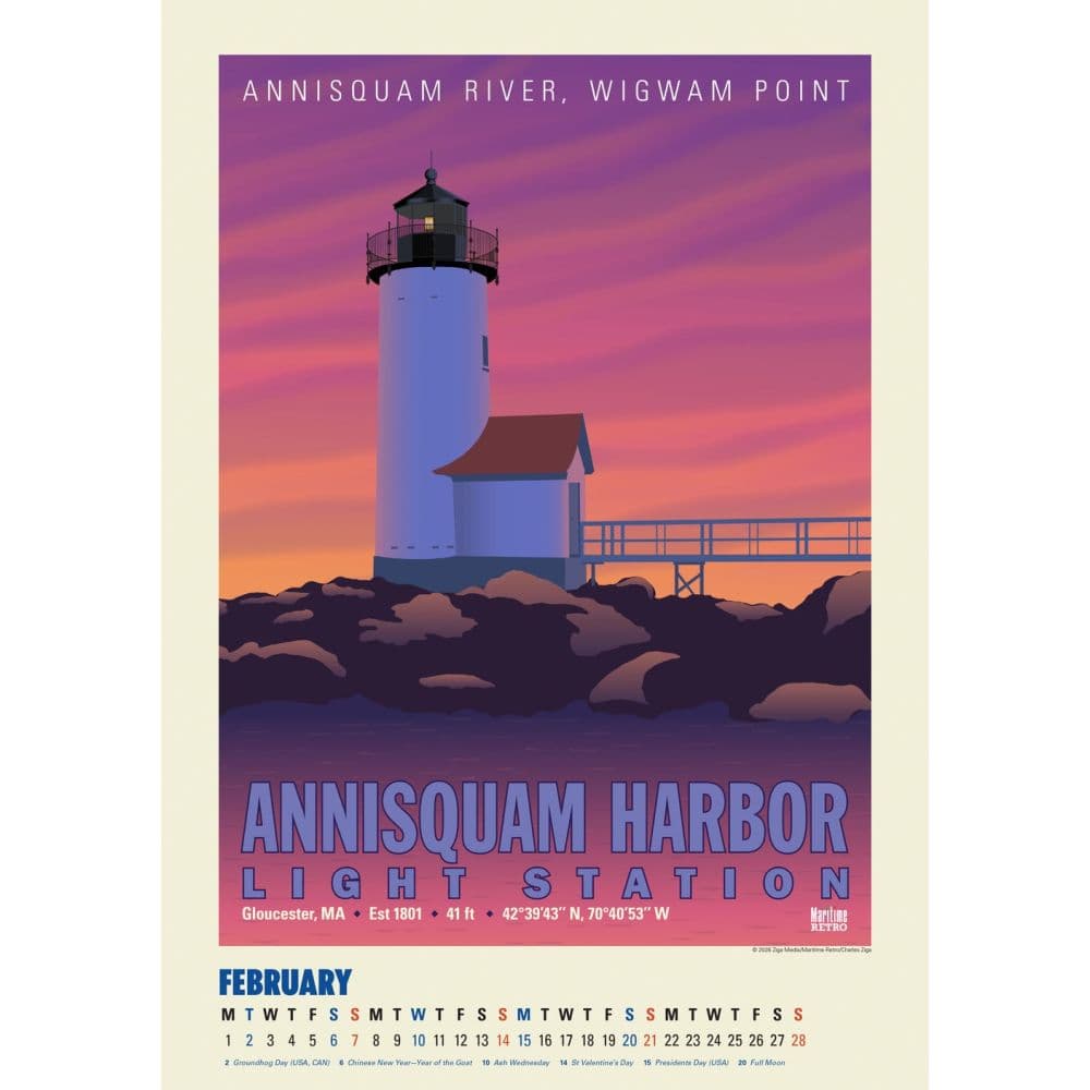 New England Lighthouses Posters 2027 Wall Calendar Second Alternate Image
