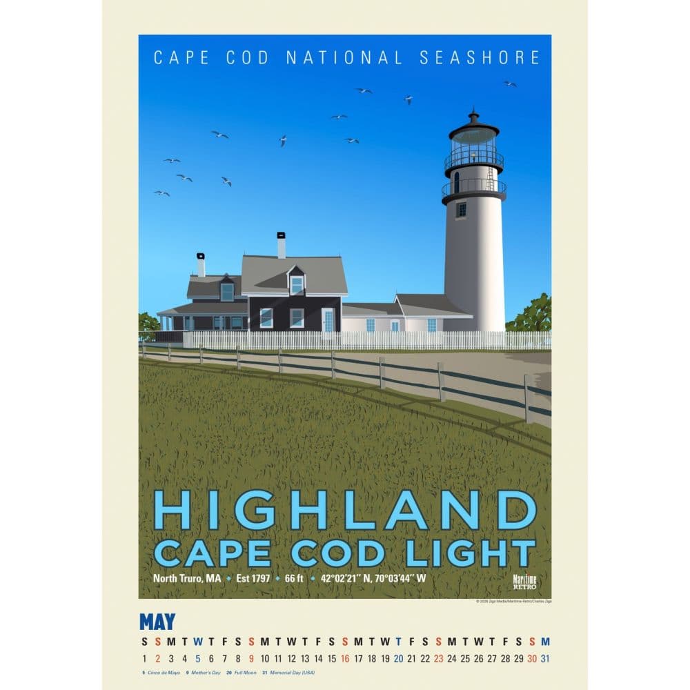 New England Lighthouses Posters 2027 Wall Calendar Third Alternate Image
