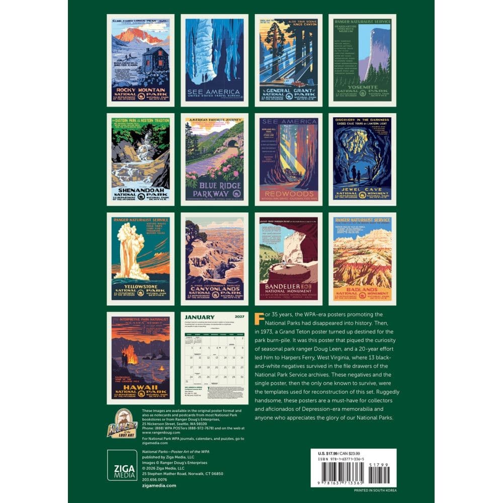 National Parks Poster Art of the WPA 2027 Wall Calendar First Alternate Image