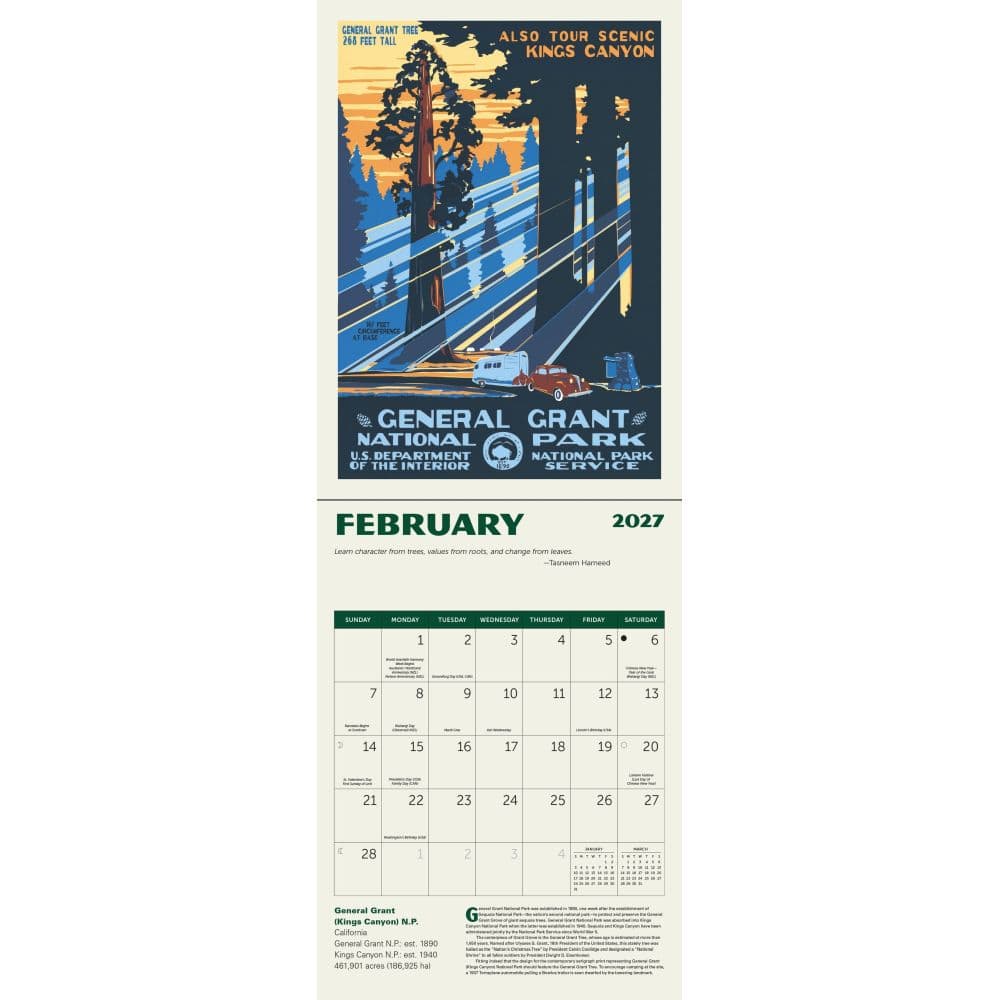 National Parks Poster Art of the WPA 2027 Wall Calendar Second Alternate Image