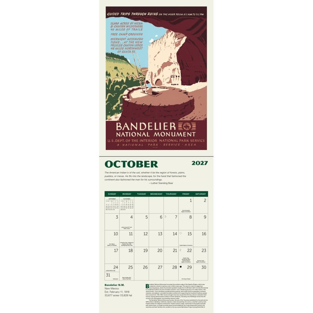 National Parks Poster Art of the WPA 2027 Wall Calendar Fourth Alternate Image