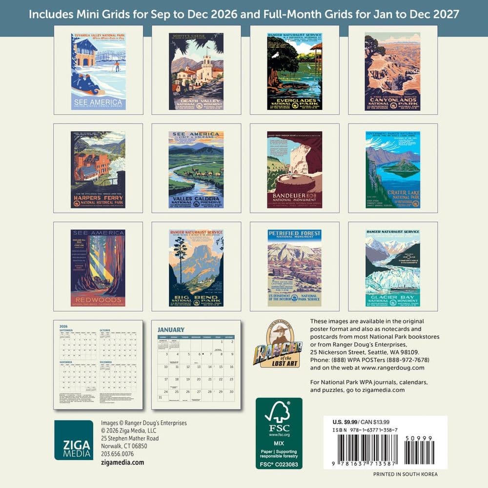 National Parks Poster Art of the WPA 2027 Mini Wall Calendar First Alternate Image
