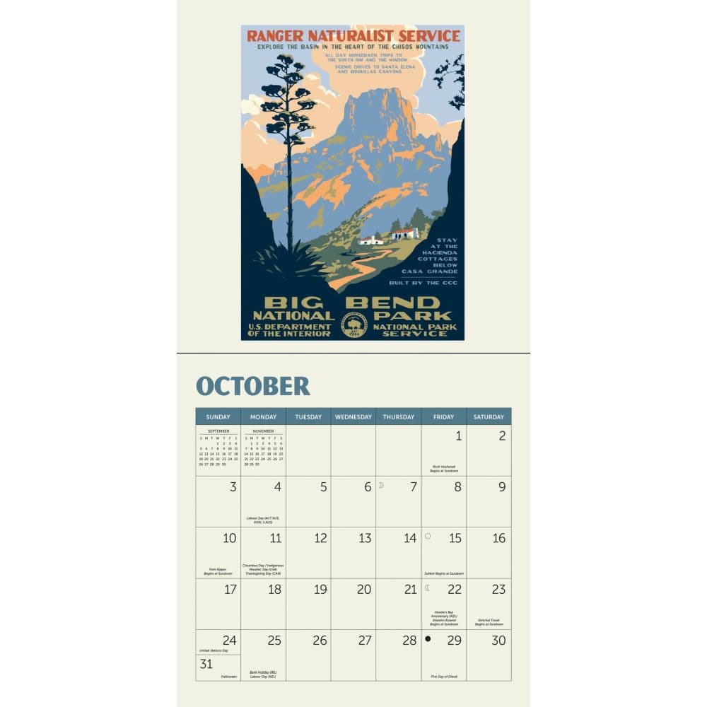 National Parks Poster Art of the WPA 2027 Mini Wall Calendar Fourth Alternate Image