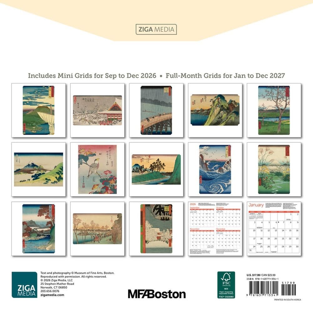 Japanese Woodblocks Museum of Fine Arts 2027 Wall Calendar First Alternate Image