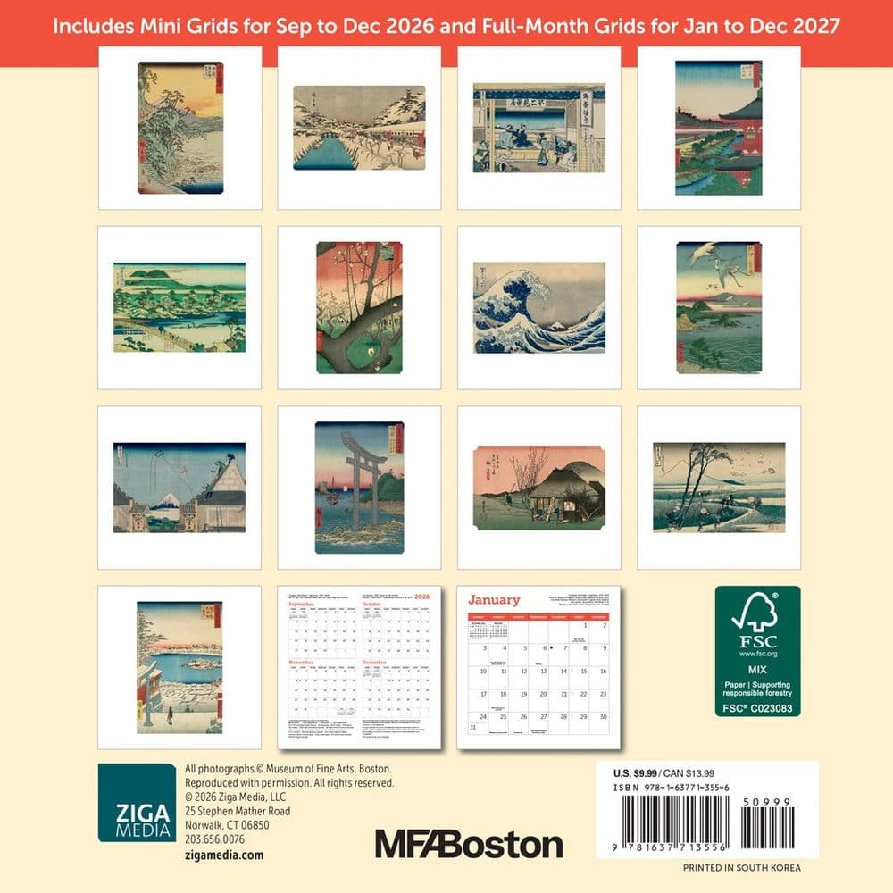 Japanese Woodblocks Museum of Fine Arts 2027 Mini Wall Calendar First Alternate Image