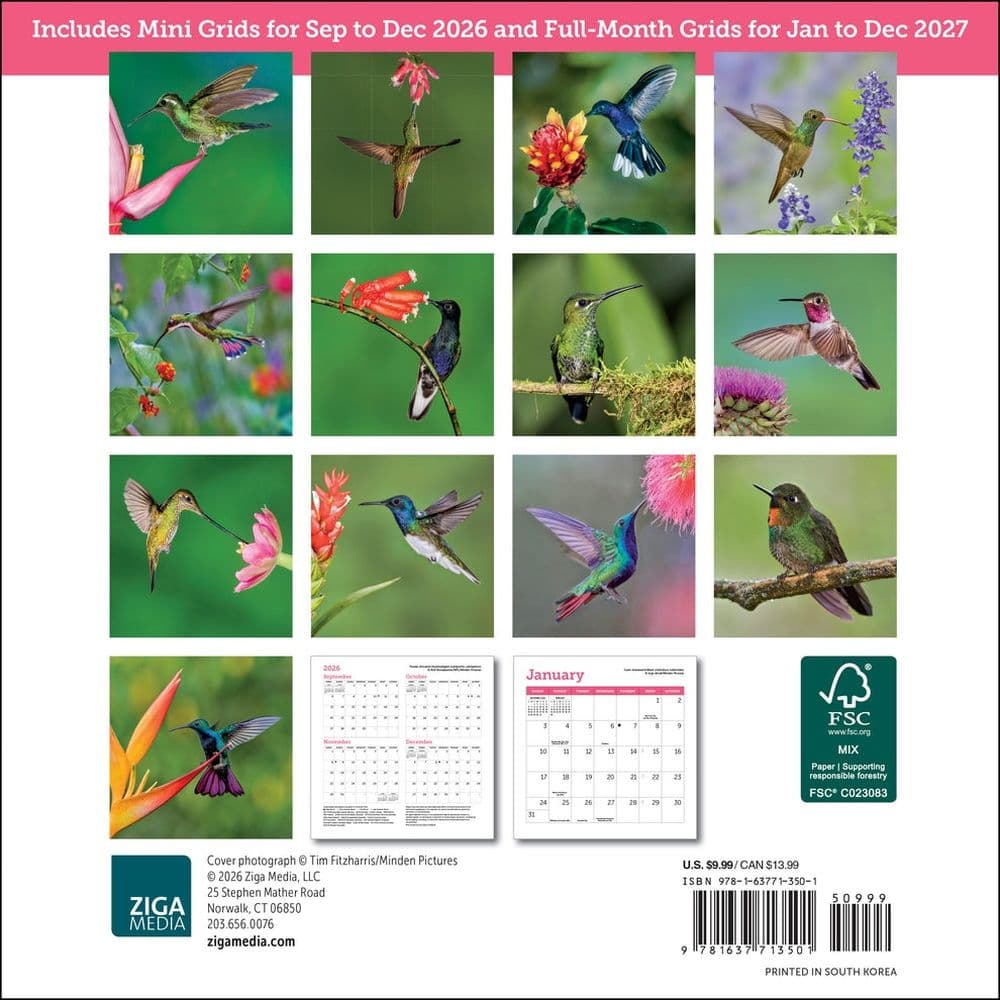Hummingbirds 2027 Mini Wall Calendar First Alternate Image
