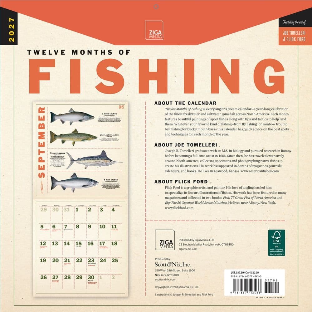 Fishing Illustrations 2027 Wall Calendar First Alternate Image