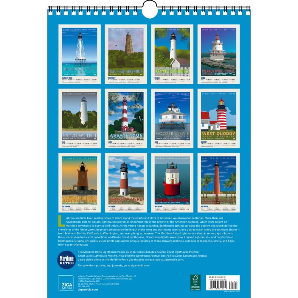 Atlantic Coast Lighthouses Posters 2027 Wall Calendar First Alternate Image