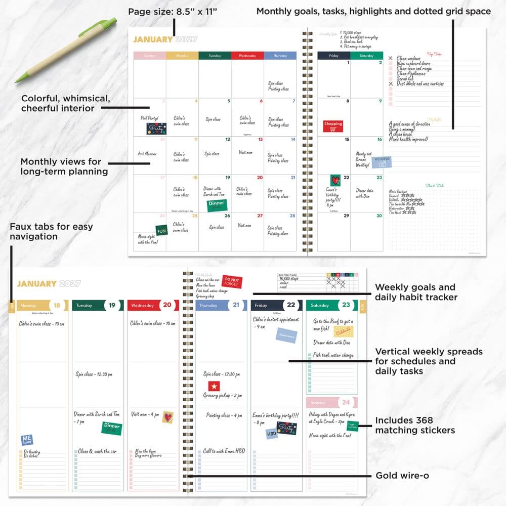 On the Green Stripe 2027 Large Weekly Monthly Planner Fifth Alternate Image