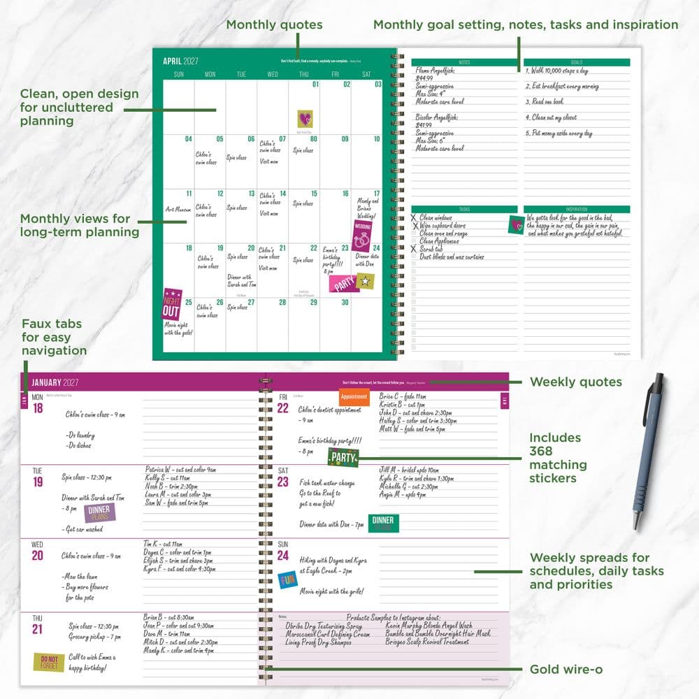 Peonies 2027 Large Weekly Monthly Planner Fifth Alternate Image