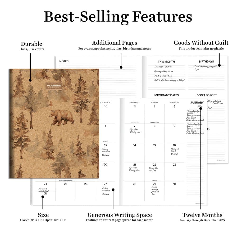 Bear Tracks 2027 Large Monthly Planner Fifth Alternate Image