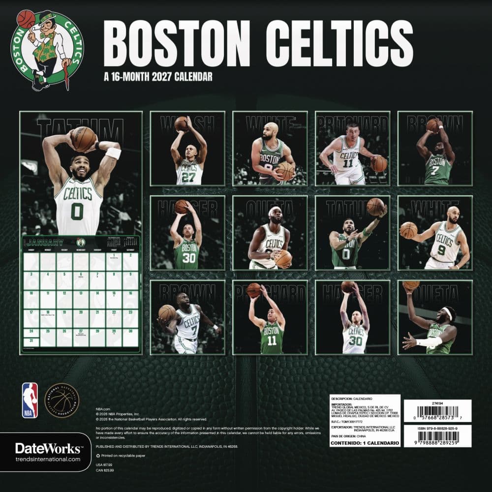 Boston Celtics 2027 Wall Calendar Third Alternate Image
