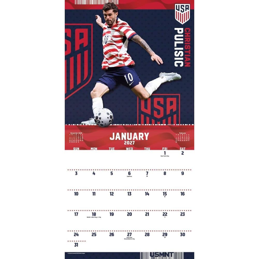 US Mens Soccer 2027 Wall Calendar Second Alternate Image