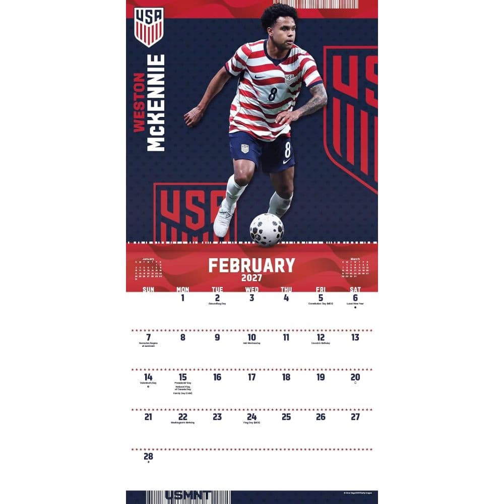 US Mens Soccer 2027 Wall Calendar Third Alternate Image