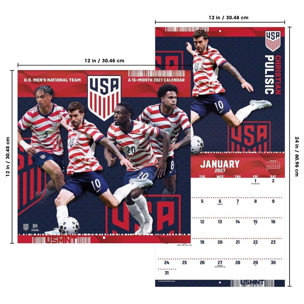 US Mens Soccer 2027 Wall Calendar Fourth Alternate Image