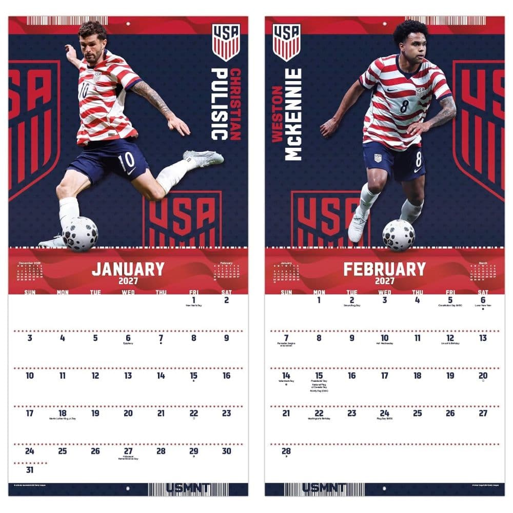 US Mens Soccer 2027 Wall Calendar Sixth Alternate Image