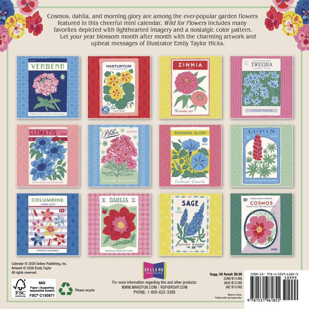 Wild for Flowers 2027 Mini Wall Calendar First Alternate Image