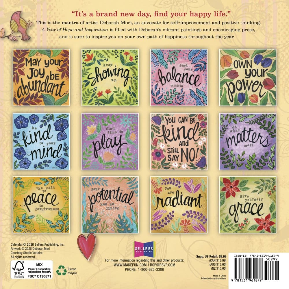 Year of Hope and Inspiration 2027 Mini Wall Calendar by Deborah Mori First Alternate Image