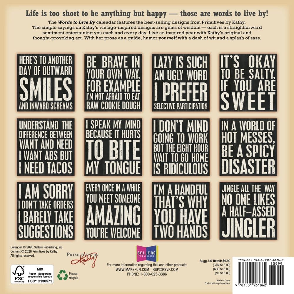 Words to Live By 2027 Mini Wall Calendar First Alternate Image