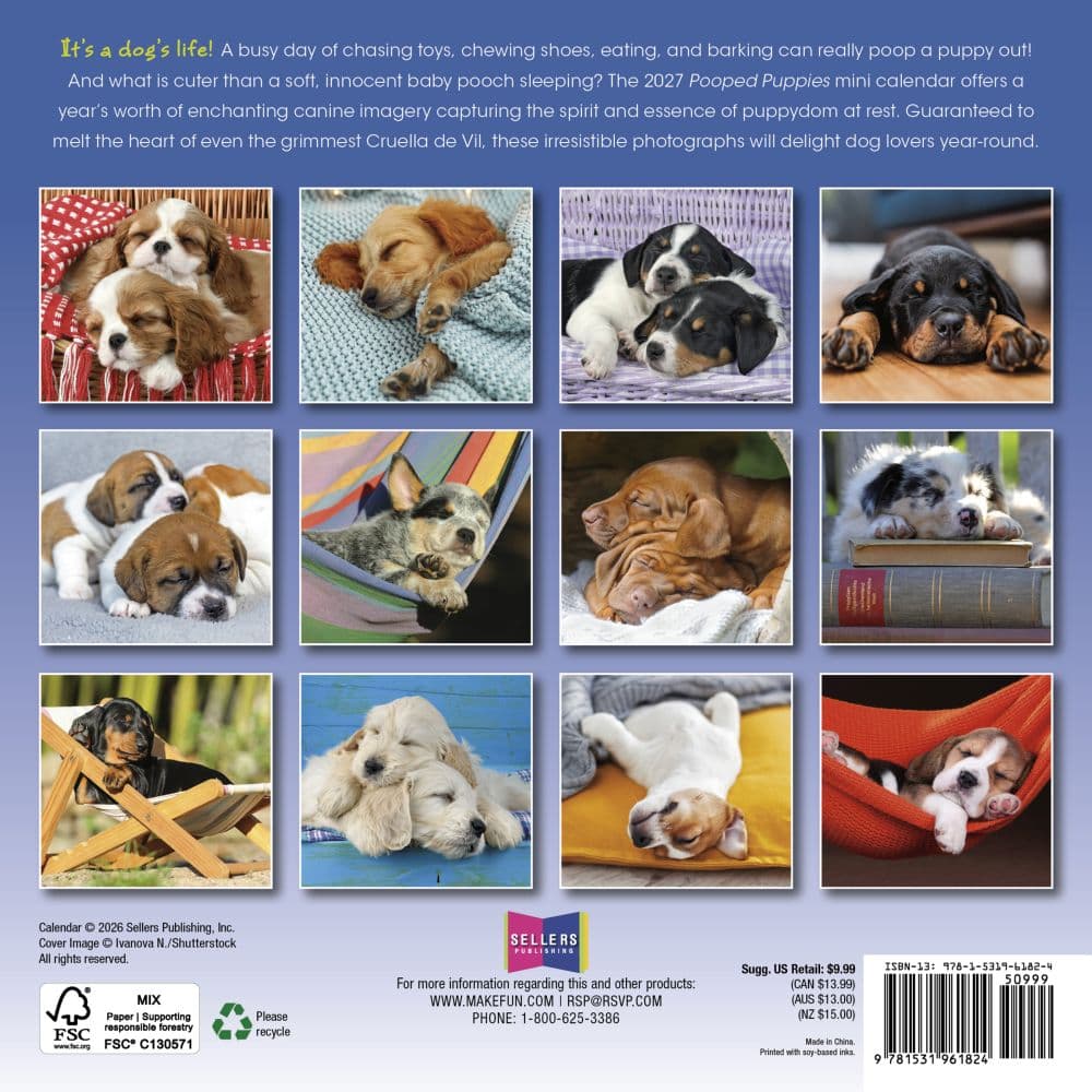 Pooped Puppies 2027 Mini Wall Calendar First Alternate Image