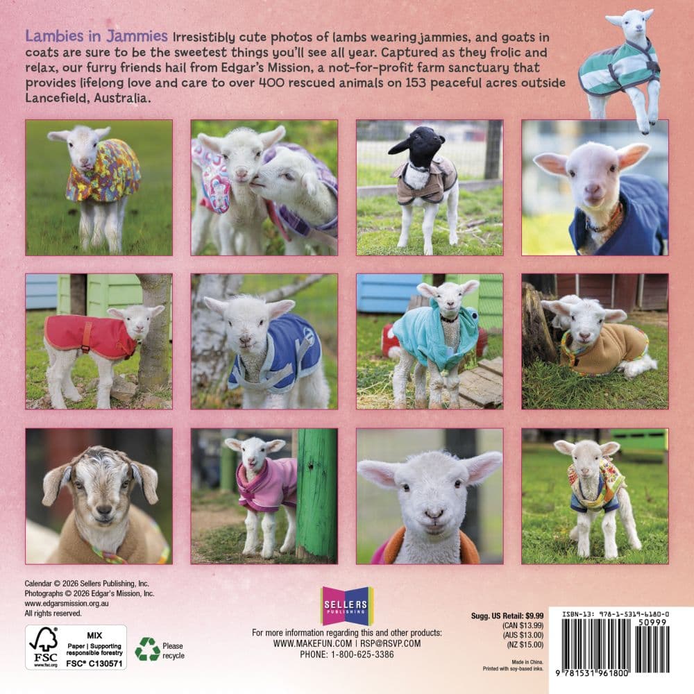 Lambies in Jammies 2027 Mini Wall Calendar First Alternate Image