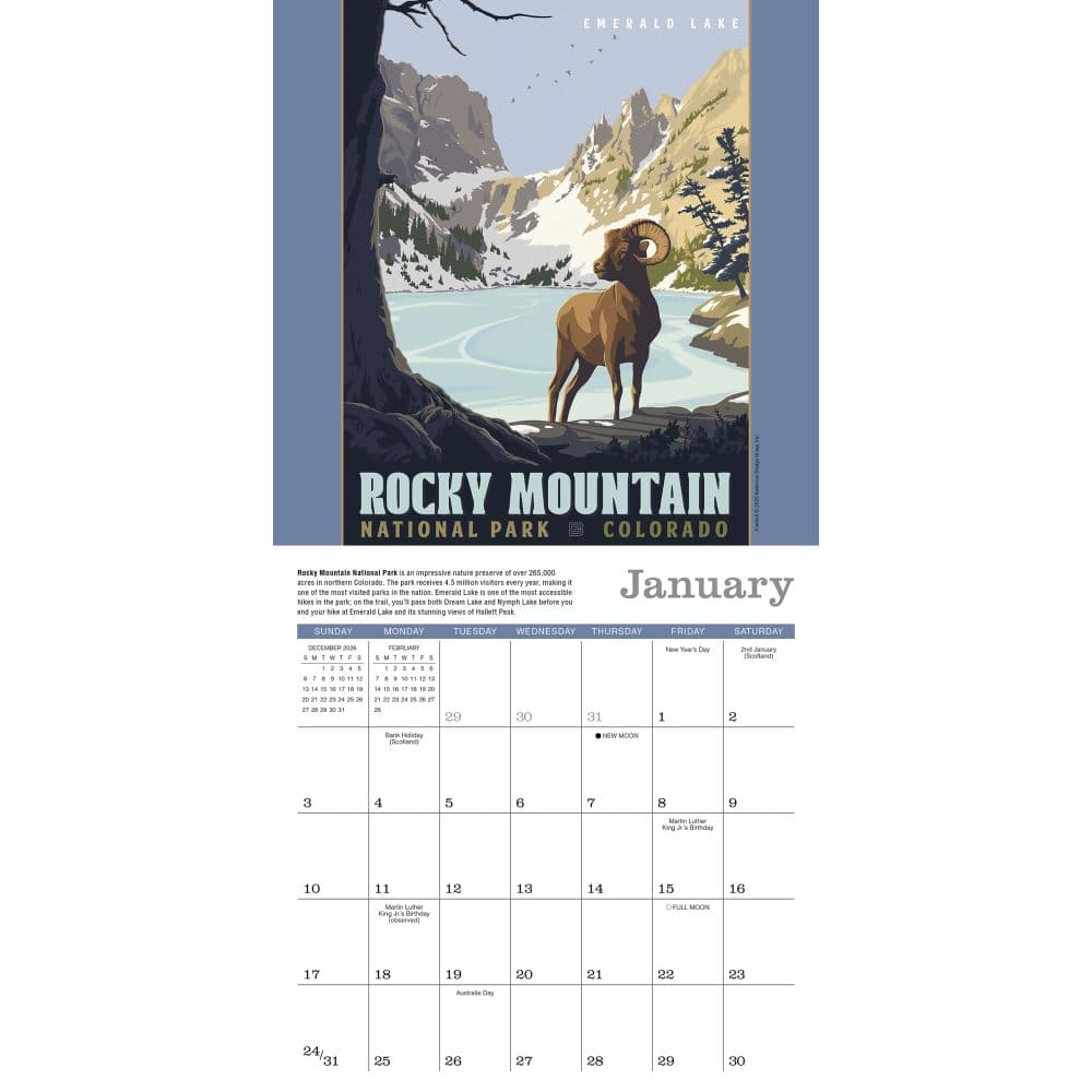 Illustrated National Parks 2027 Mini Wall Calendar Second Alternate Image