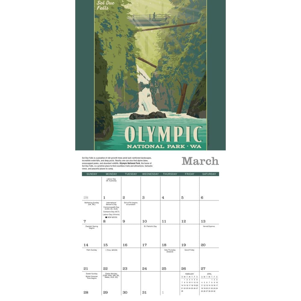 Illustrated National Parks 2027 Mini Wall Calendar Fourth Alternate Image