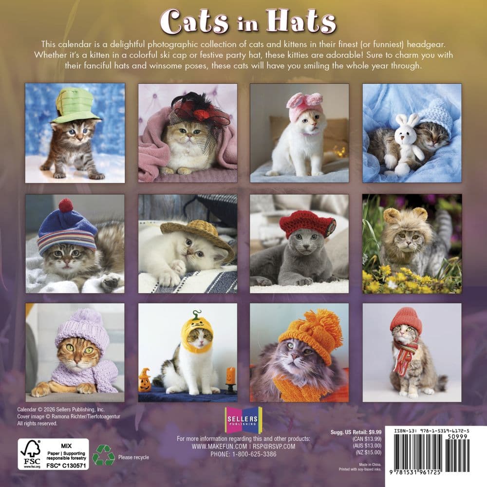 Cats in Hats 2027 Mini Wall Calendar First Alternate Image