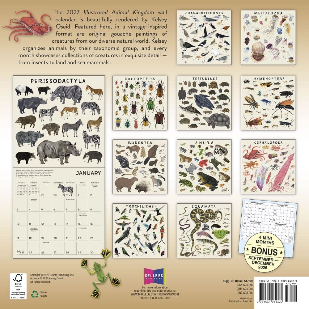 Illustrated Animal Kingdom 2027 Wall Calendar First Alternate Image