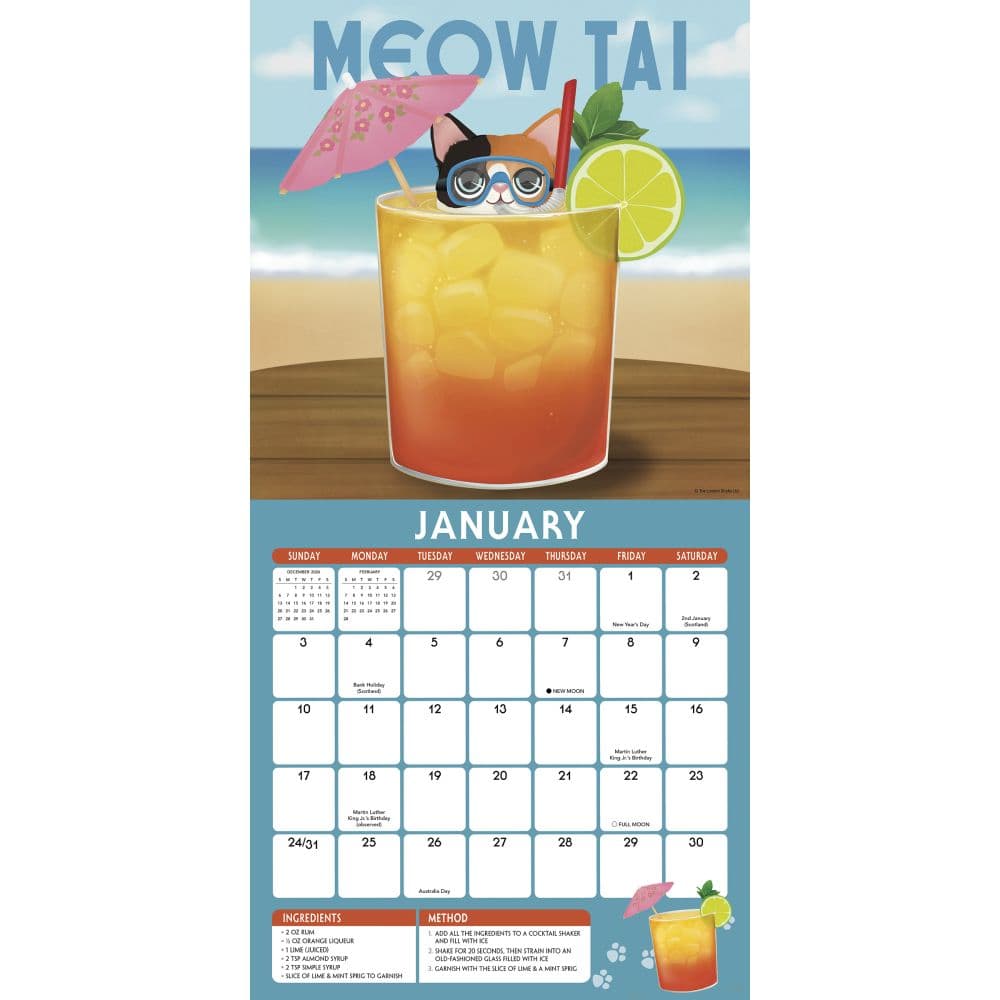 Kitty Cocktails 2027 Wall Calendar Second Alternate Image