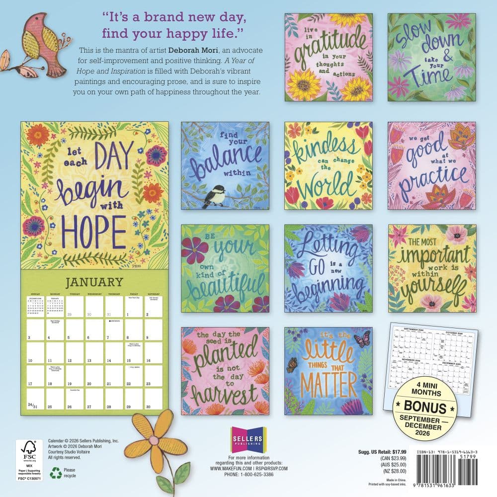Hope and Inspiration 2027 Wall Calendar by Deborah Mori First Alternate Image