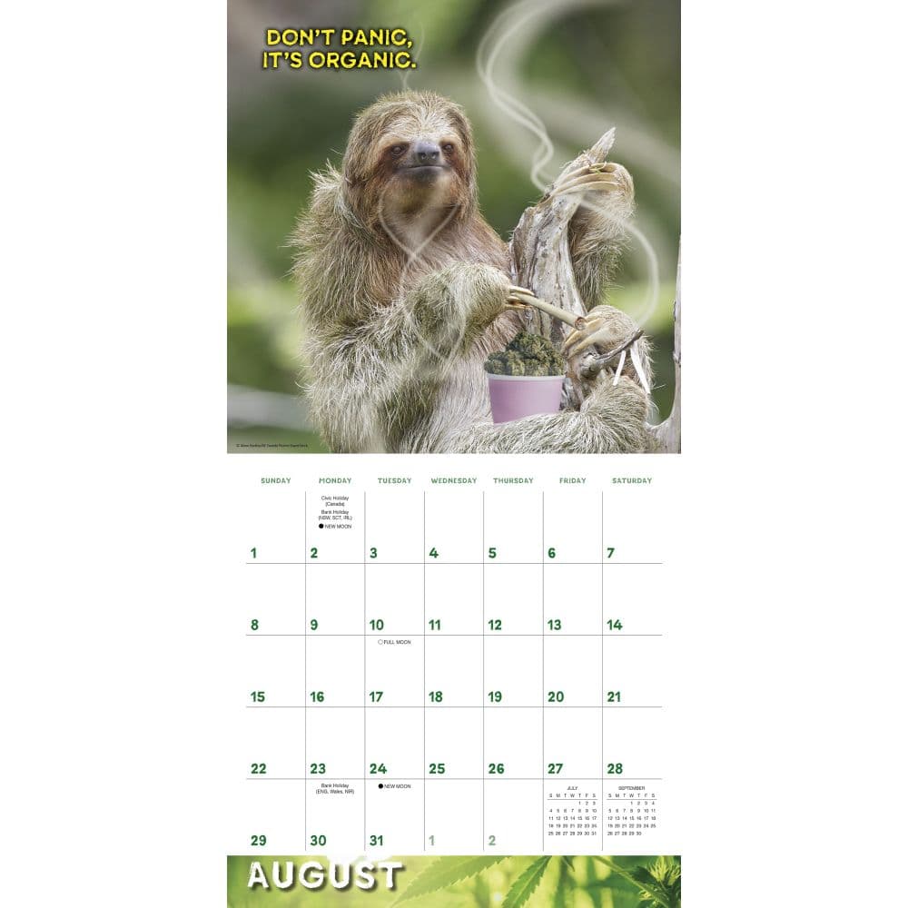 Stoner Sloths 2027 Wall Calendar Fourth Alternate Image