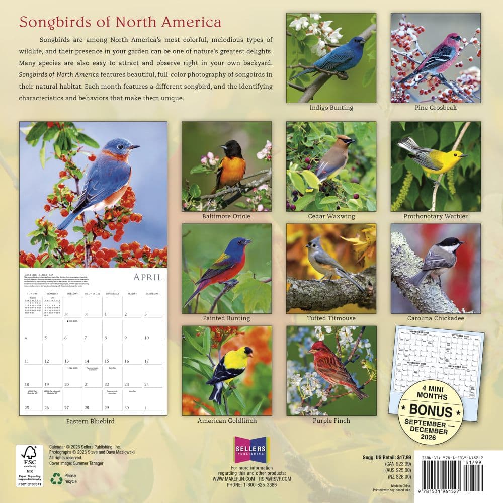 Songbirds 2027 Wall Calendar First Alternate Image