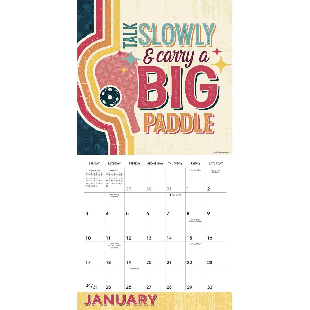 Pickleball 2027 Wall Calendar Second Alternate Image