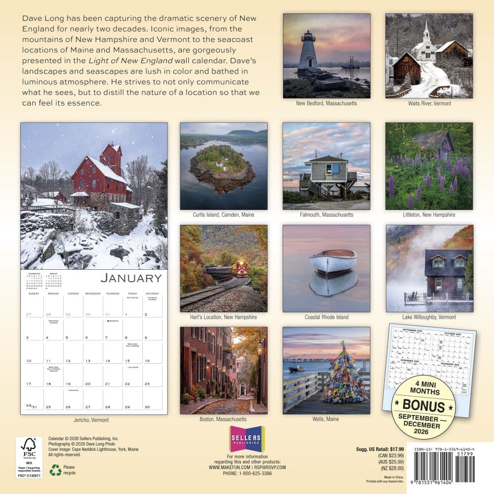 Light of New England 2027 Wall Calendar First Alternate Image