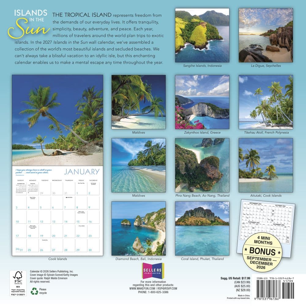 Islands in the Sun 2027 Wall Calendar First Alternate Image