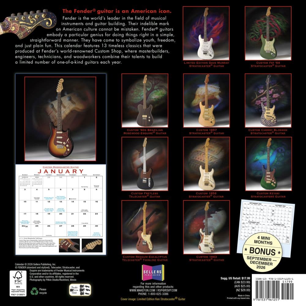 Fender Guitar 2027 Wall Calendar First Alternate Image