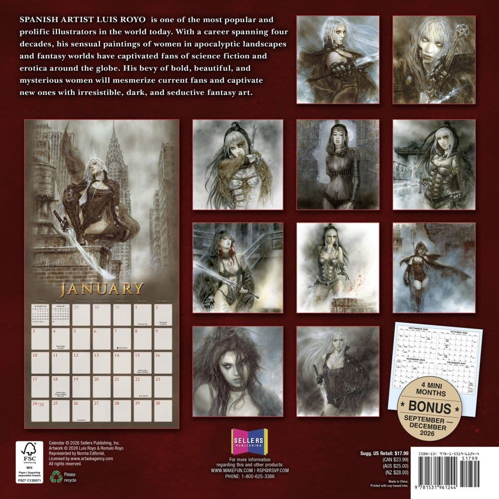 The Fantasy Art of Royo 2027 Wall Calendar by Luis Royo First Alternate Image