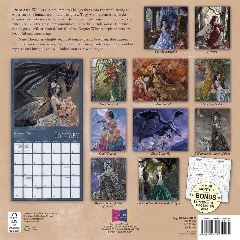 Dragon Witches 2027 Wall Calendar by Nene Thomas First Alternate Image