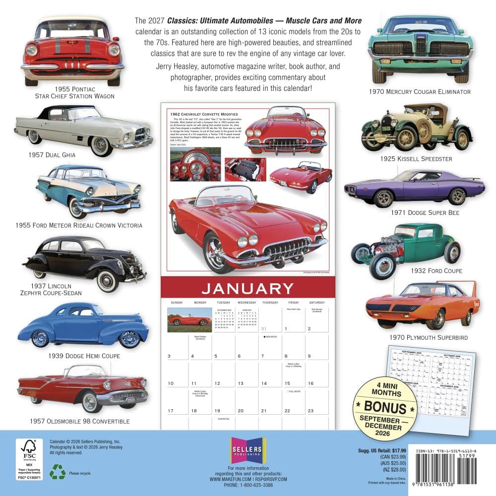 Classics Ultimate Automobiles 2027 Wall Calendar First Alternate Image