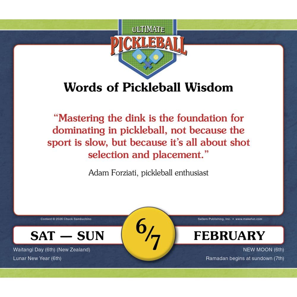 Ultimate Pickleball 2027 Desk Calendar Fourth Alternate Image